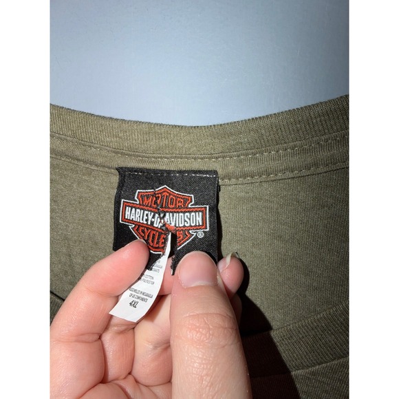 Harley Davidson Motorcycles Eagle Engine Graphic T Shirt Olive Green 4XL - Picture 6 of 6